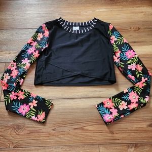 Art Class Rashguard Girls XXL 18 Black Floral